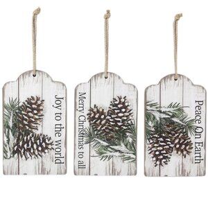 3-Piece Wood Winter Farmhouse Gift Tags, Decor | 3 Different Sayings | Christmas